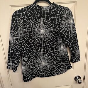 Vixen by Micheline Pitt Black Top with White Spiderweb Design